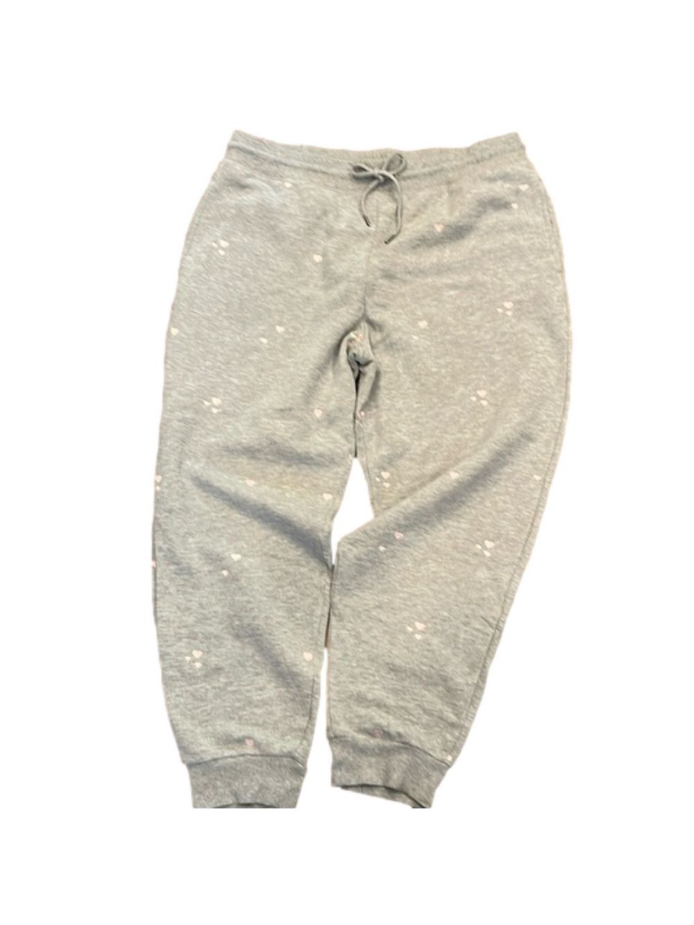 Honeydew XL gray mid weight cuff joggers with heart embroidery and pockets